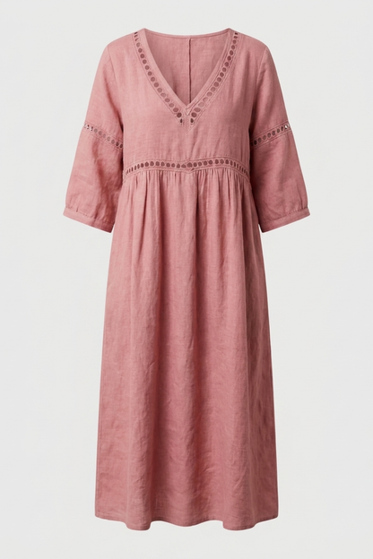 Women's Crochet-Trim Midi | V-Neck