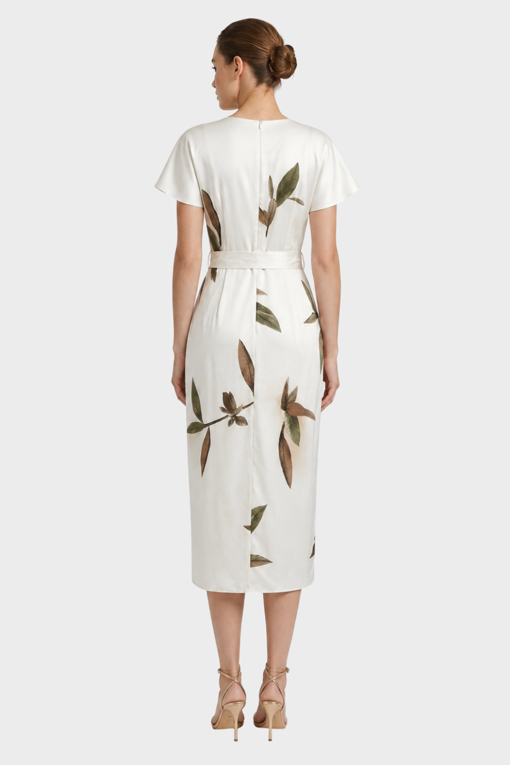 Women's Wrap Midi Dress | Leaf Print