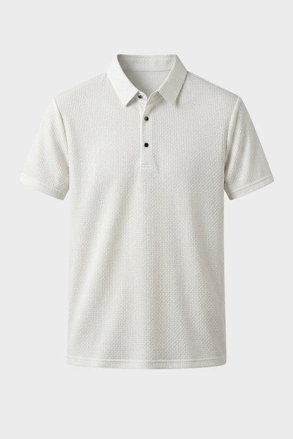 Men's Short Sleeve Polo Shirt with Button Placket