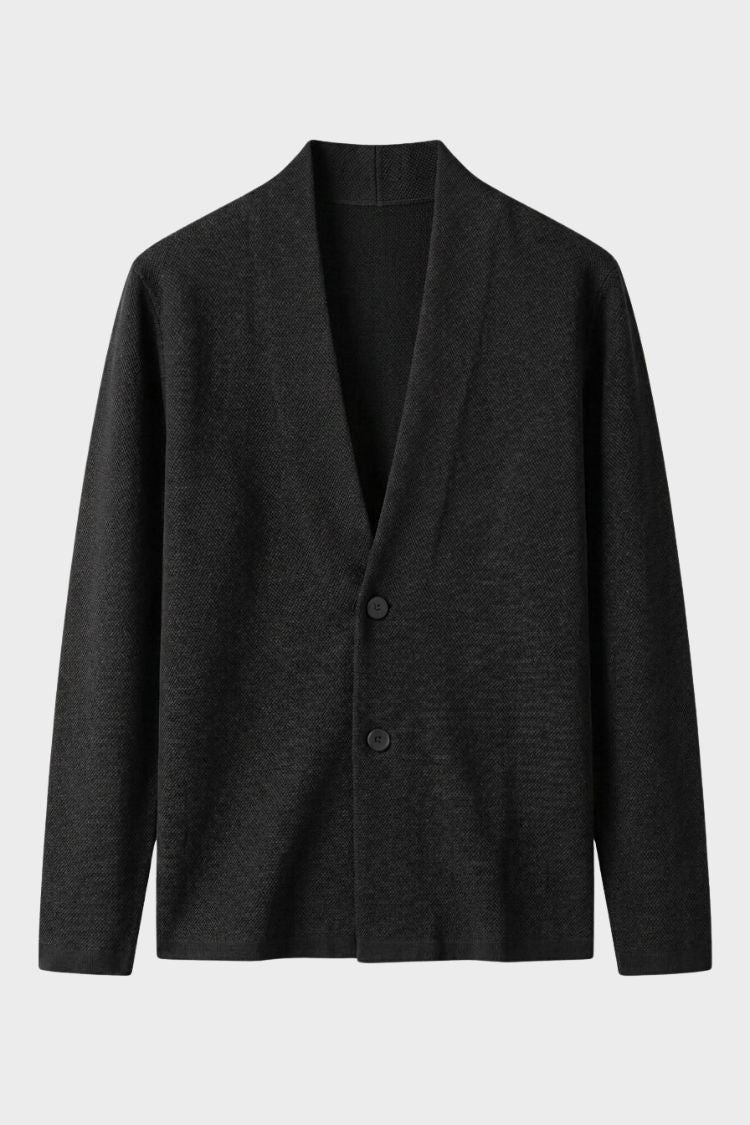 Men's Open Cardigan | Button Detail & Stand Collar