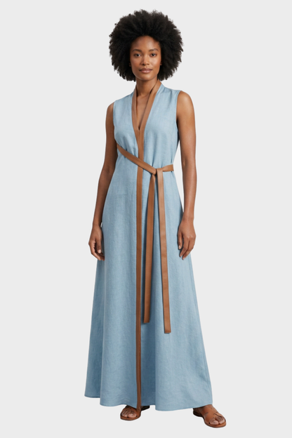 Women's Contrast-Trim Maxi | V-Neck