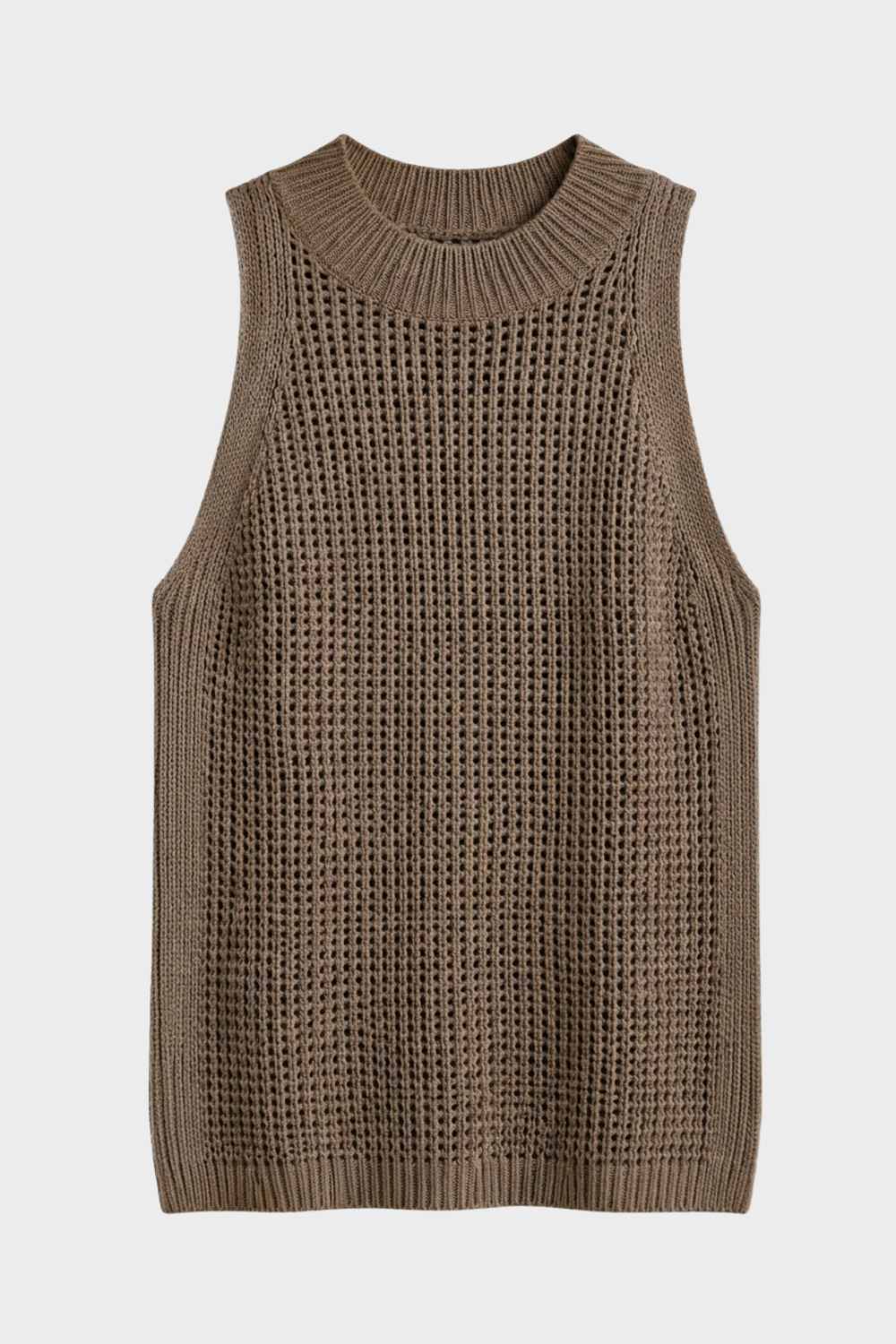 Sleeveless Knit Jumper for Women with Round Neck
