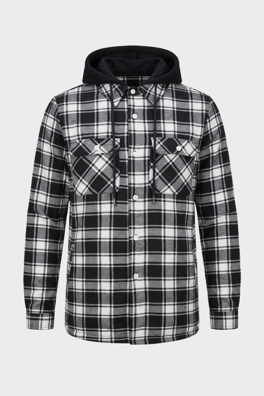 Men's Checked Shirt Jacket | Hooded