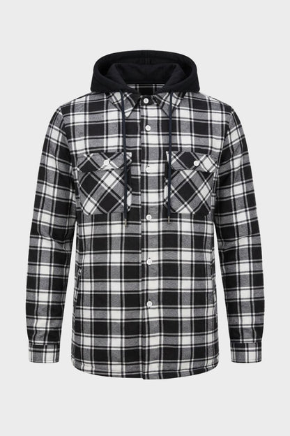 Men's Checked Shirt Jacket | Hooded