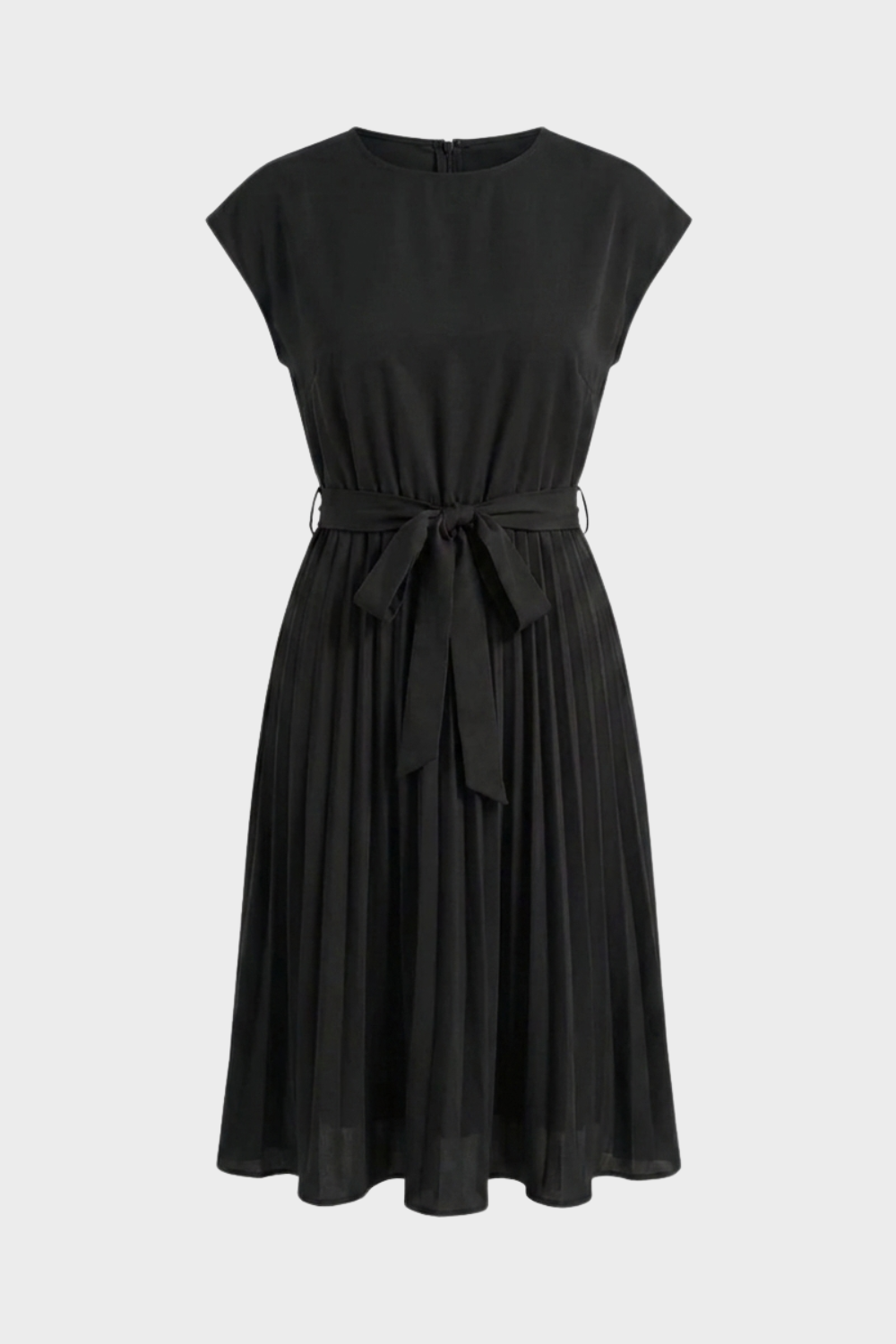 Midi Dress for Women with Pleated Skirt and Belt