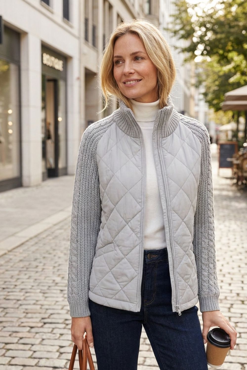 Women's Quilted Jacket | Ribbed Collar