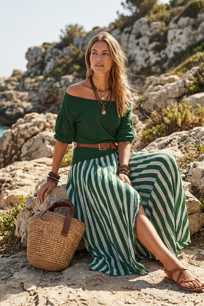 Women's Boho Skirt Set | Off-Shoulder