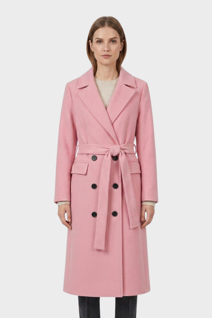 Women's Coat with Belt and Notched Collar