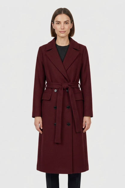 Women's Coat with Belt and Notched Collar