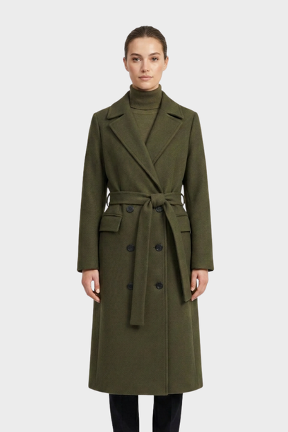 Women's Coat with Belt and Notched Collar