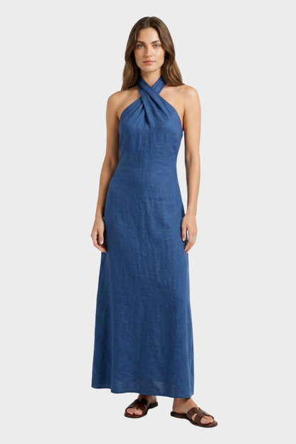Women's Cross-Halter Maxi | Linen-Look