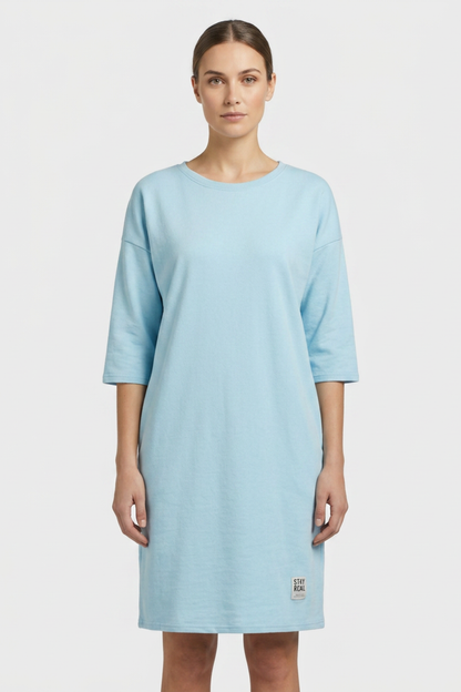 Women's Jersey Dress with Round Neck and 3/4 Sleeve