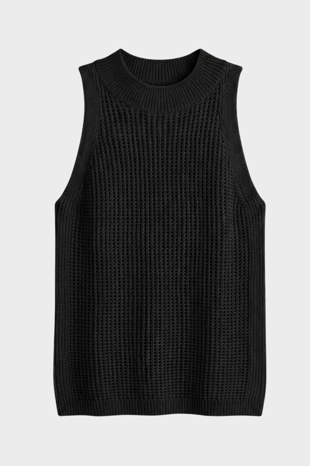 Sleeveless Knit Jumper for Women with Round Neck