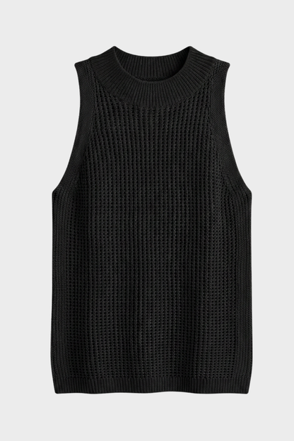 Sleeveless Knit Jumper for Women with Round Neck