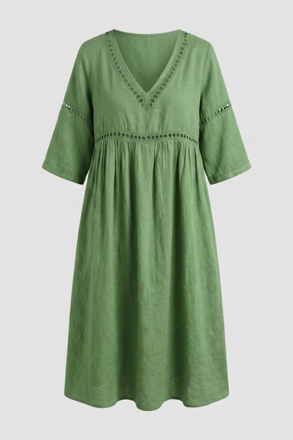 Women's Crochet-Trim Midi | V-Neck