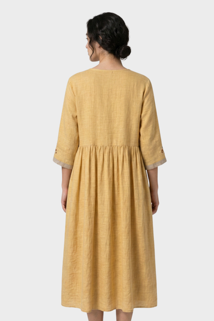 Women's Embroidered Midi Dress | Linen