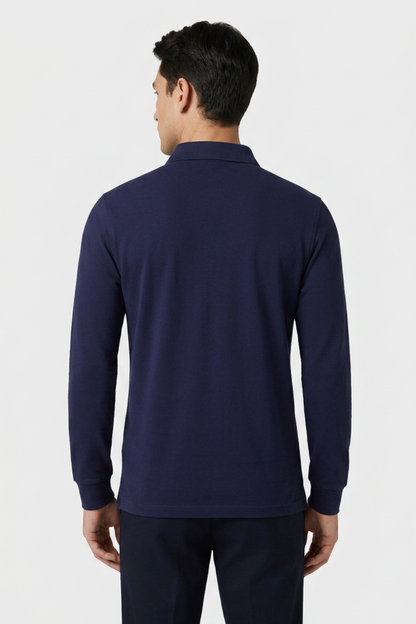 Men's Long Sleeve Polo Shirt with Button Placket
