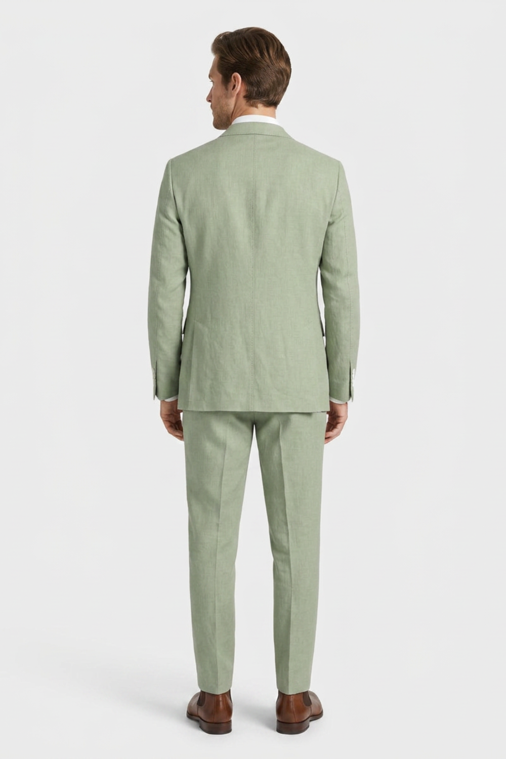 Men's Suit Two-Piece with Notched Lapel and Button Placket