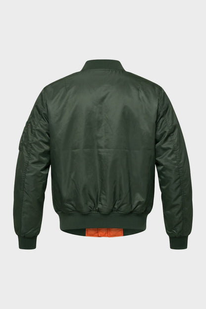 Men's Padded Bomber Jacket with Zip and Stand-Up Collar