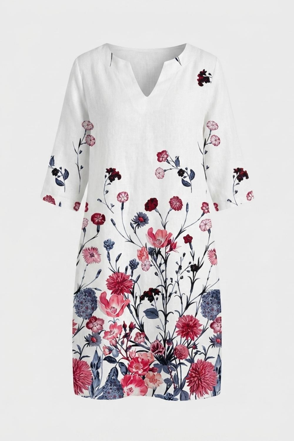 Women's Floral Shift Dress | Split V
