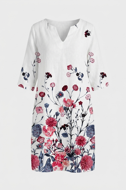 Women's Floral Shift Dress | Split V