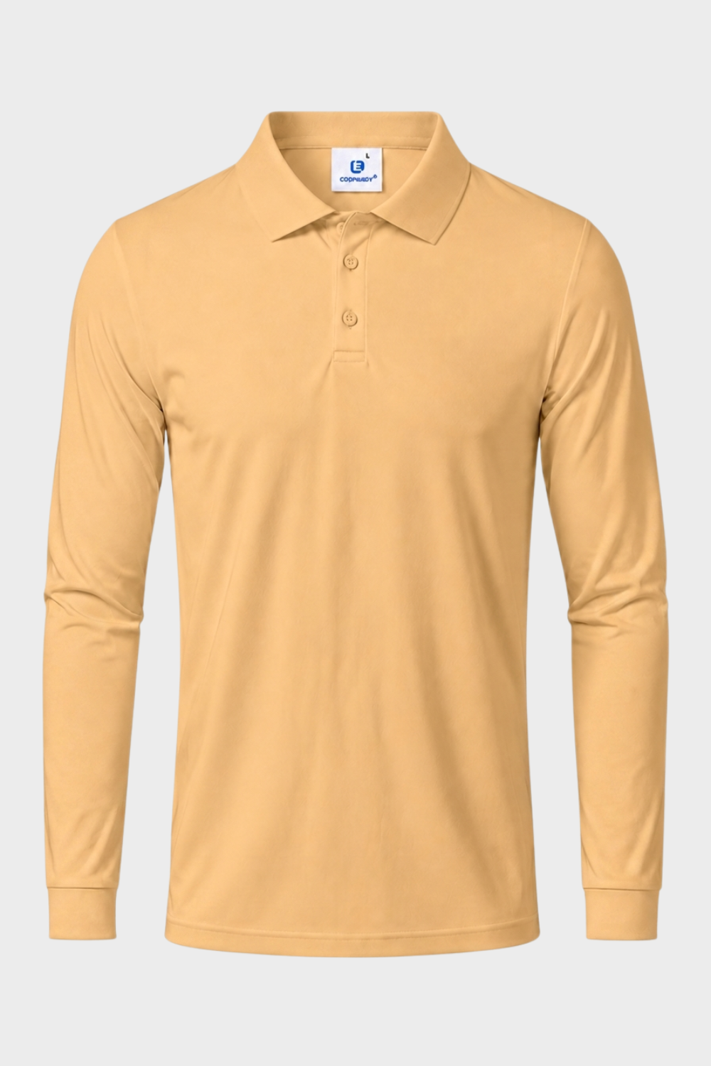 Men's Long Sleeve Polo Shirt with Button Placket