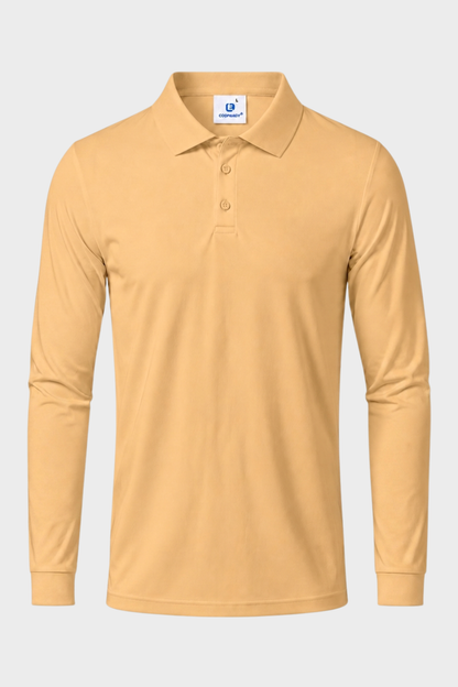 Men's Long Sleeve Polo Shirt with Button Placket