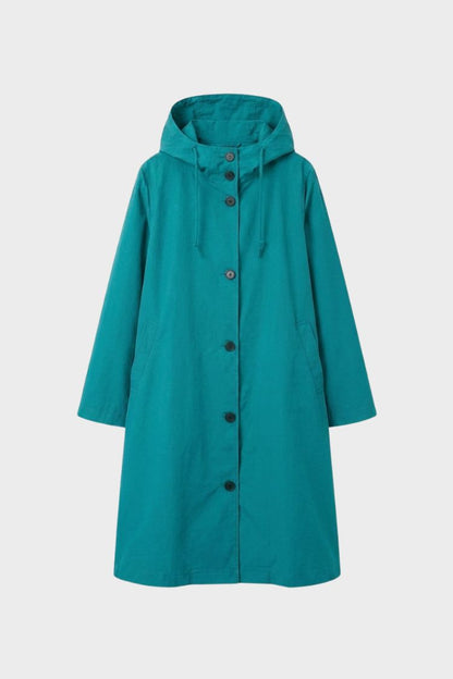 Women's Hooded Raincoat | Button-Front