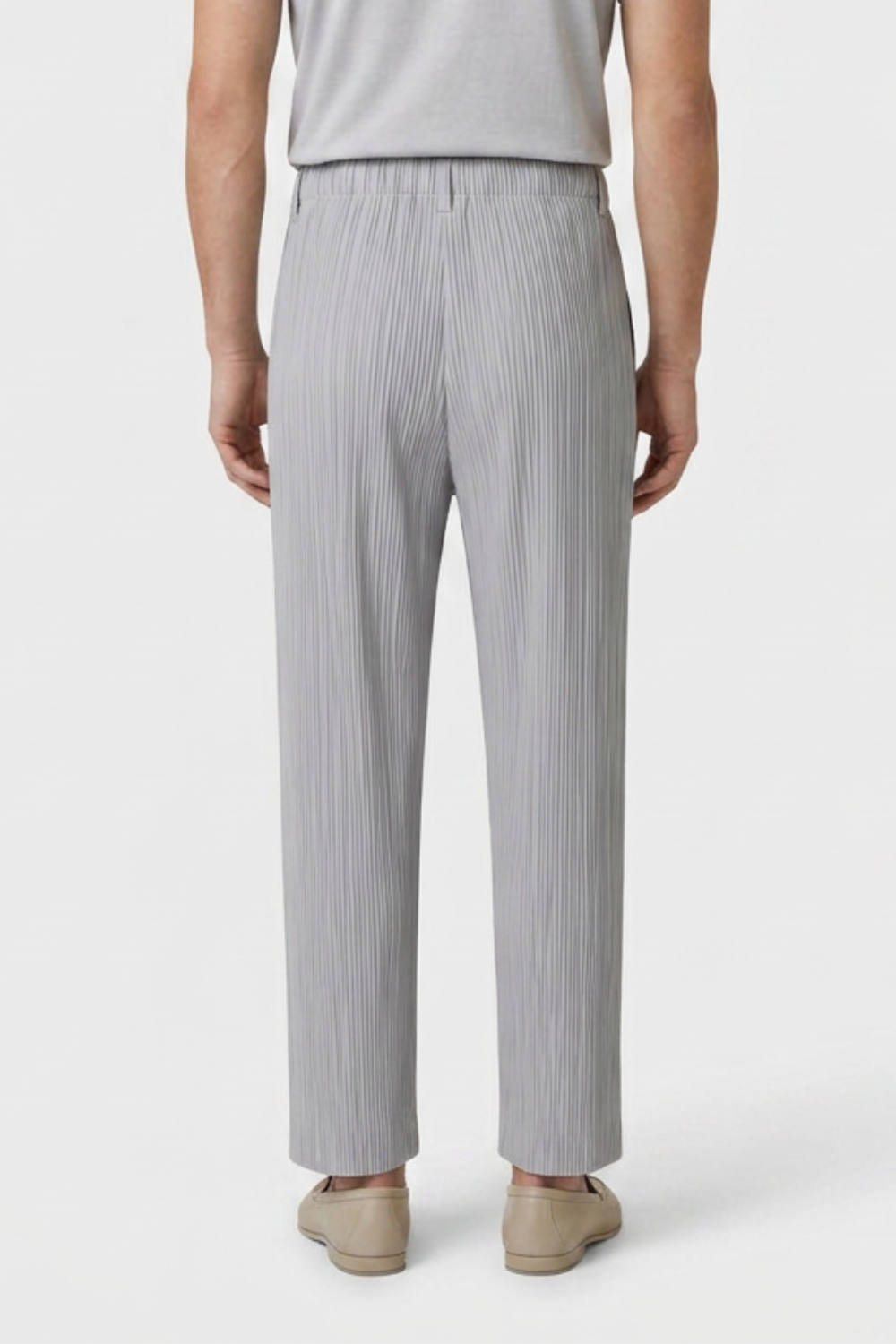 Men's Trousers with Elastic Waistband, Straight Cut, Ribbed
