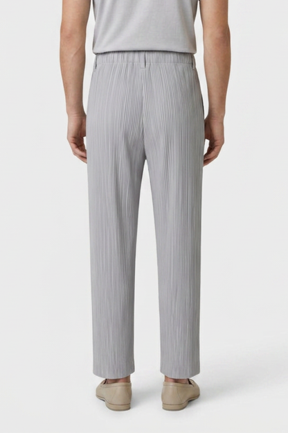 Men's Trousers with Elastic Waistband, Straight Cut, Ribbed