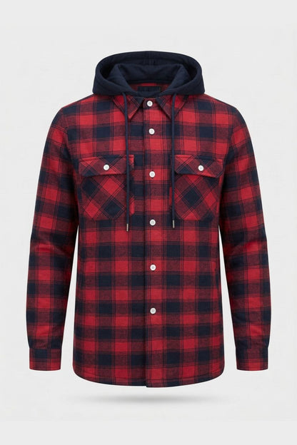 Men's Checked Shirt Jacket | Hooded