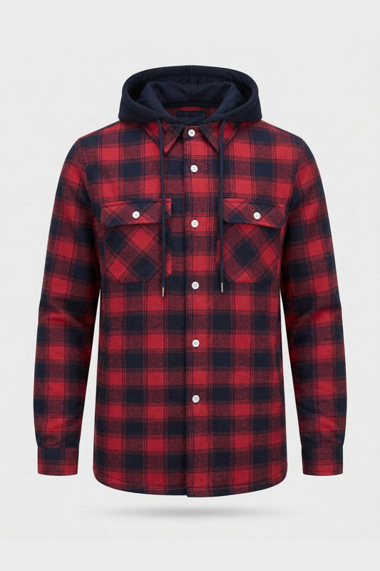 Men's Checked Shirt Jacket | Hooded