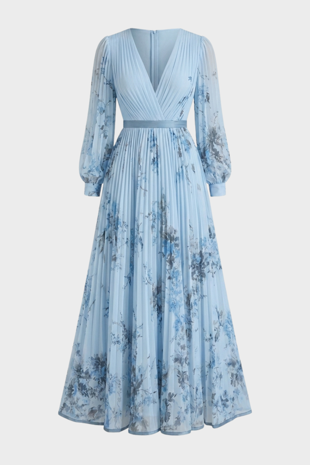 Women's Pleated Maxi Dress | V-Neck