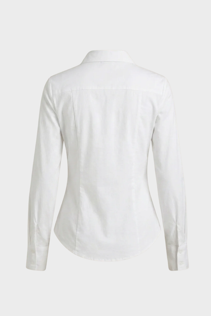 Women's Blouse with V-Neck and Button Placket
