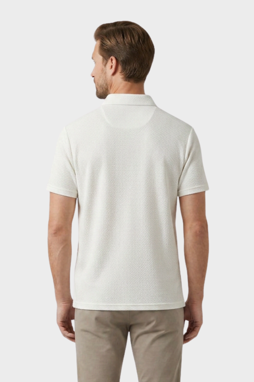 Men's Short Sleeve Polo Shirt with Button Placket