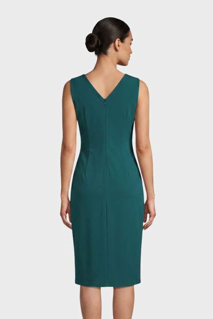 Fitted Dress for Women with V-Neck and Slit