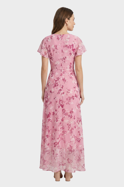 Women's Floral Maxi | Flutter Sleeve