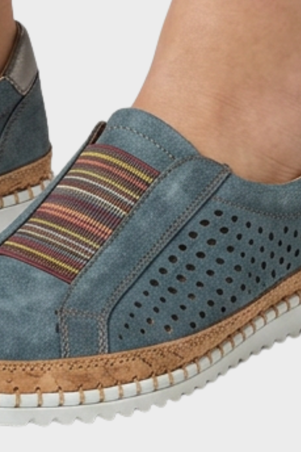 Women's Slip-On Shoes with Elastic Insert and Perforated Design