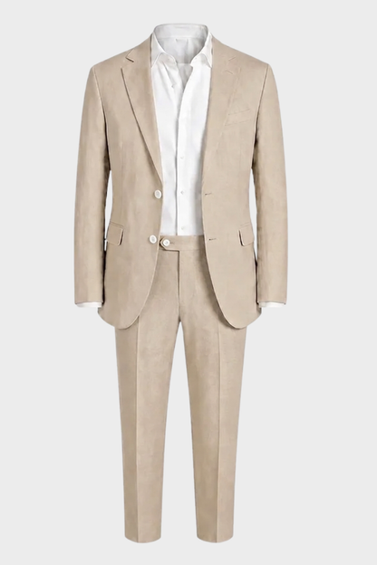 Men's Suit Two-Piece with Notched Lapel and Button Placket
