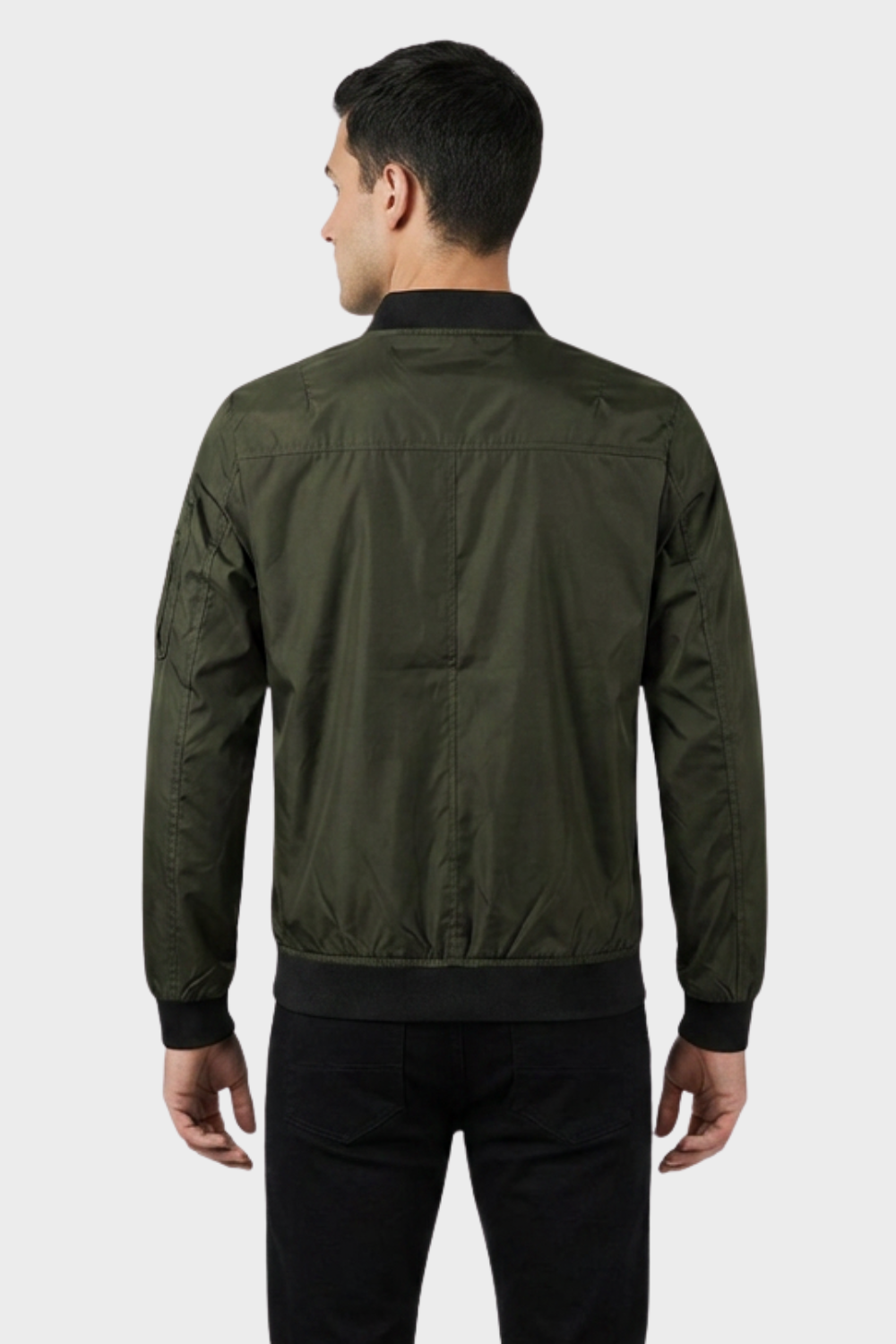 Men's Bomber Jacket with Zip and Stand-Up Collar