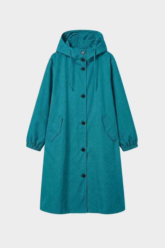 Women's Hooded Raincoat | Button-Front