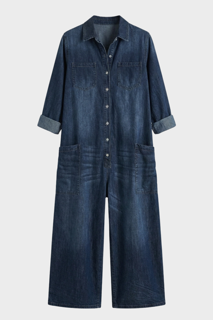 Women's Denim Jumpsuit | Collared