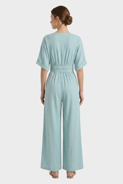 Women's V-Neck Jumpsuit | Wide-Leg