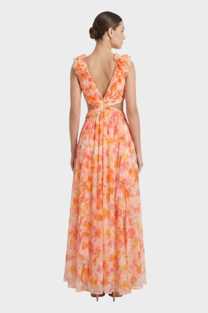 Women's Floral Maxi Dress | Cut-Out