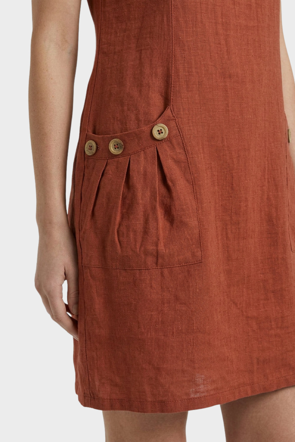 Women's Linen-Look Shift Dress | Zip Neck