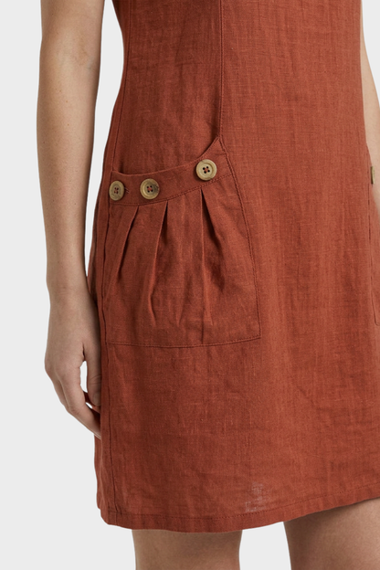 Women's Linen-Look Shift Dress | Zip Neck