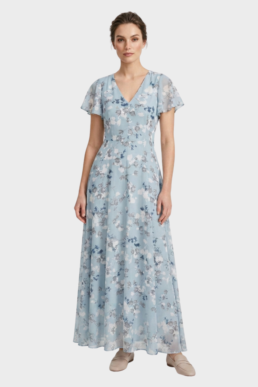 Women's Floral Maxi | Flutter Sleeve