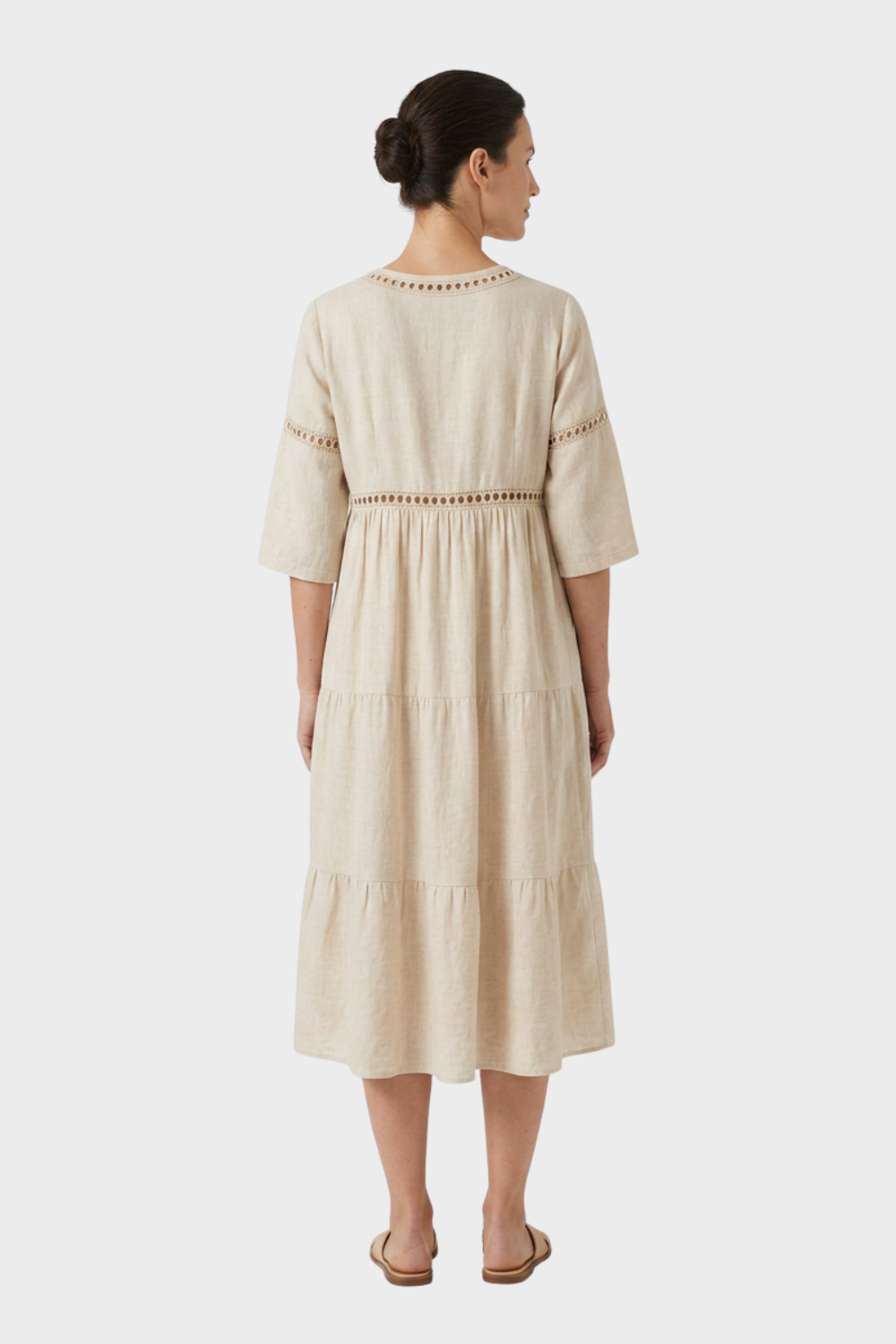 Women's Crochet-Trim Midi | V-Neck