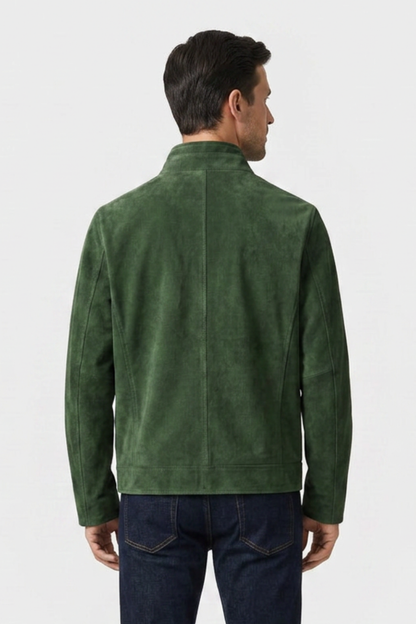 Men's Suede Leather Jacket with Zip