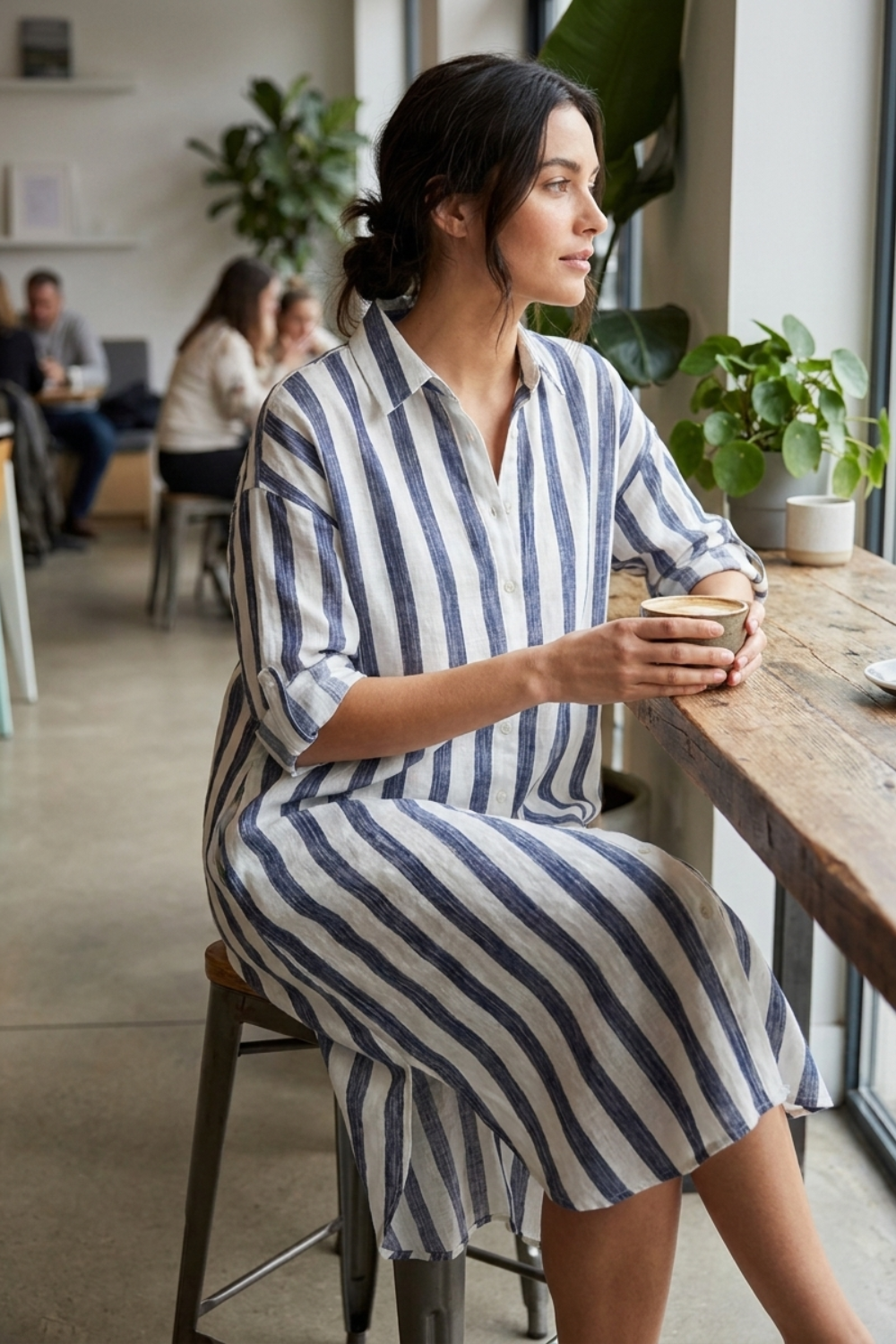 Women's Striped Shirt Dress | Maxi